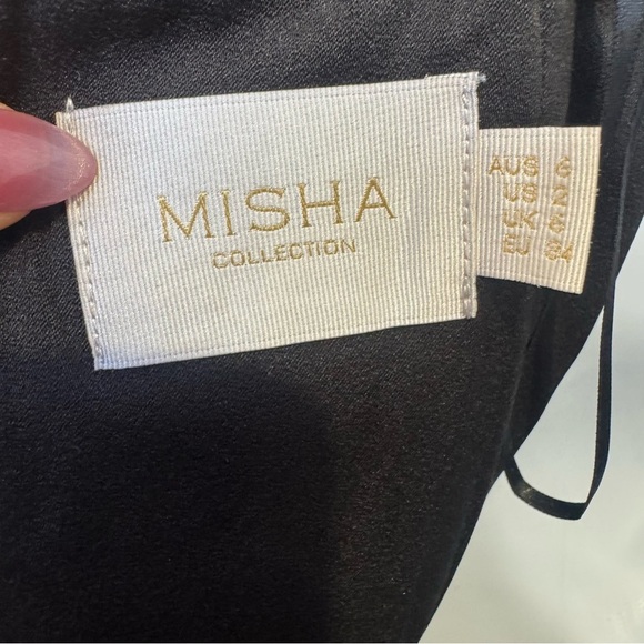 Misha Collection Black crepe off shoulder Brooklyn midi Dress Style RE1641DRBK - Picture 2 of 7